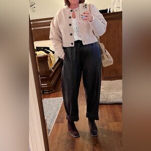 Me+Em luscious real leather barrel leg pants